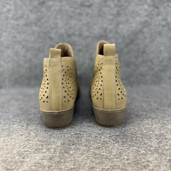 ✅Vepose New York Boots Womens 9.5 Beige Leather Perforated Pull On Ankle Booties - Picture 7 of 10